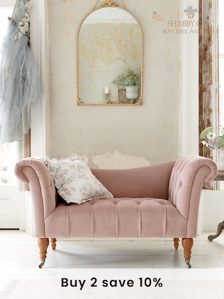 Shabby Chic by Rachel Ashwell® Velvet Blush Delilah Loveseat Sofa Accent Chair (U09468) | £699