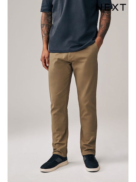 Tan Light Slim Fit Stretch Chinos Trousers (U09508) | £24