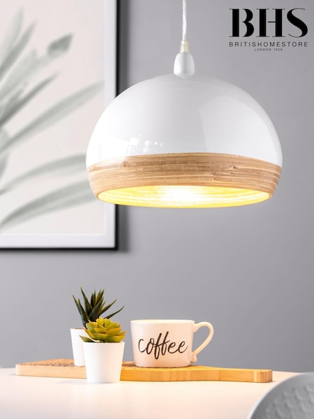 BHS White Bamboo Dome Shade (U10493) | £40