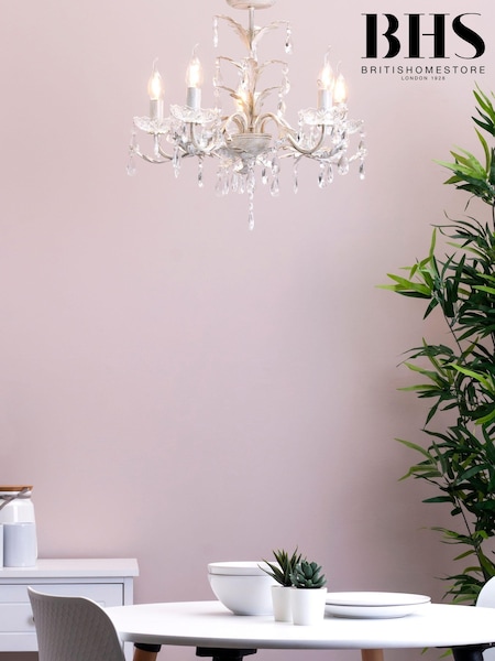 BHS Cream Paisley 5 Light Flush Chandelier Ceiling Light (U10515) | £100
