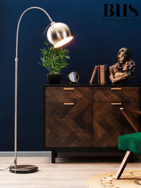 BHS Silver Benson Arched Floor Lamp (U10516) | £110