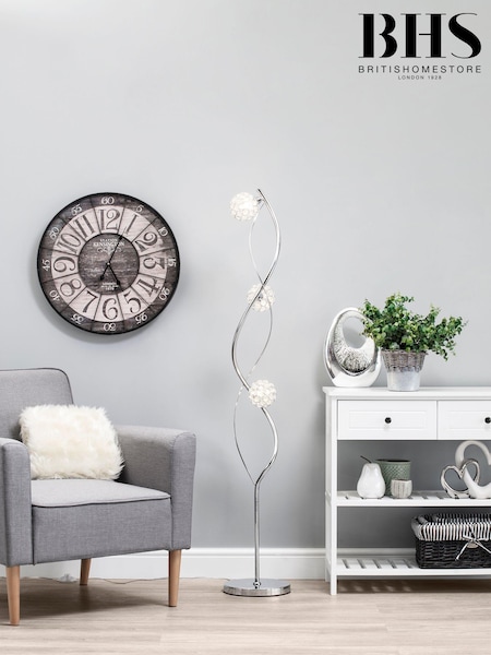 BHS Silver Orianna 3 Light Floor Lamp (U10525) | £160