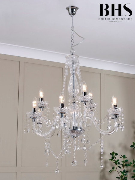 BHS Silver Charlotte 9 Light Chandelier (U10543) | £120