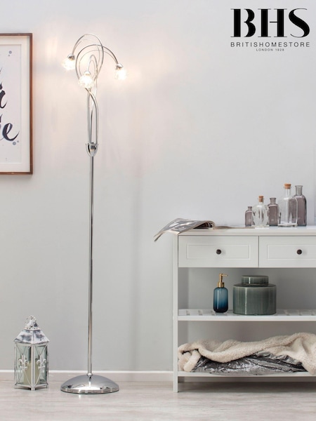 BHS Silver Marianne Floor Lamp (U10550) | £140