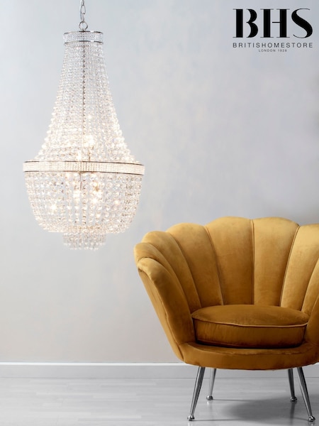 BHS Silver Emily Chandelier Light (U10553) | £320