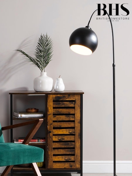 BHS Black Benson Arched Floor Lamp (U10569) | £66