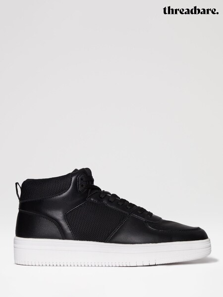 Threadbare Black Sport Panel High Top Trainers (U11456) | £42