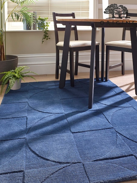 Origins Infinity Blue Penny Carved Rug (U11903) | £165 - £295