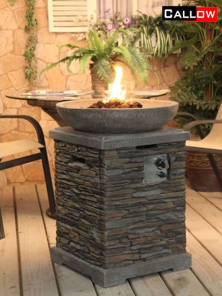 Callow Grey Garden Premium Slate Effect Gas Fire Pit And Fire Bowl (U14091) | £249