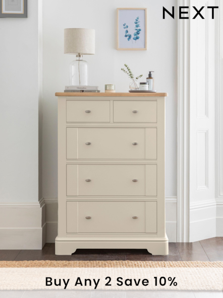 Stone Hampton Painted Oak Collection 5 Drawer Tall Chest Of Drawers (U14177) | £775
