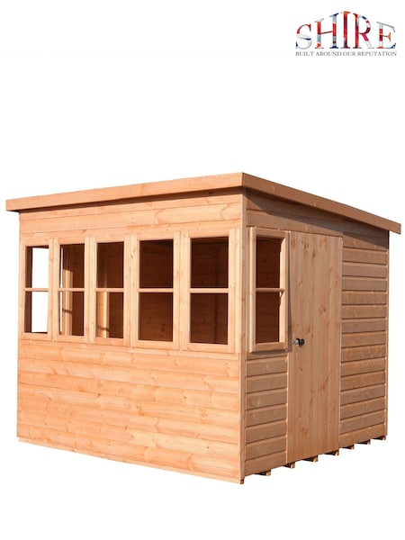 Shire Brown Assembled Sun Pent 8ft x 6ft Shed (U14203) | £1,470