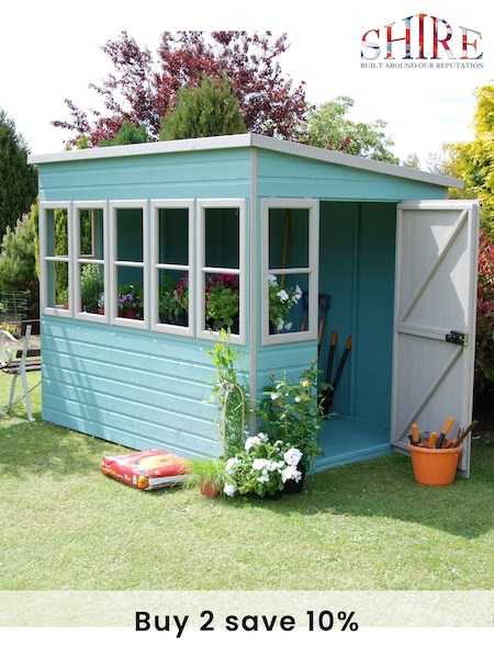 Shire Green Assembled Sun Pent 8ft x 6ft Shed (U14204) | £1,845