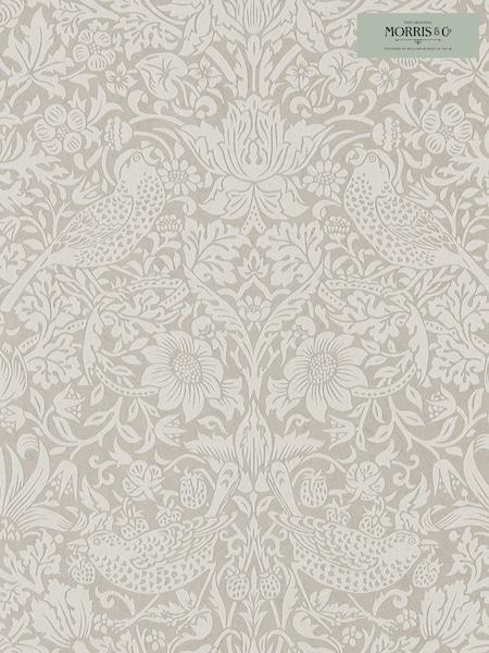 Morris & Co. Silver Pure Strawberry Thief 10.05M Wallpaper (U14232) | £155