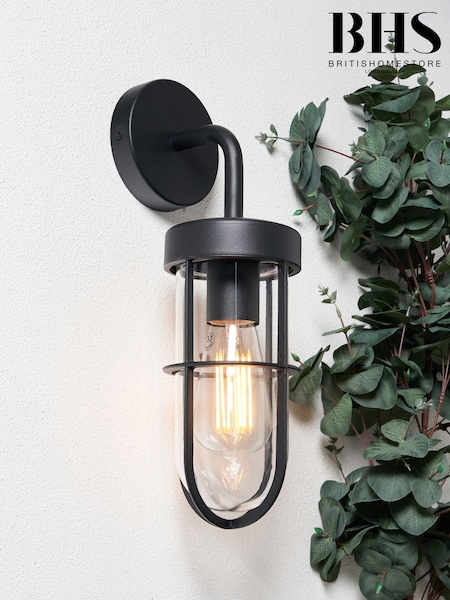 BHS Black Woking Caged Outdoor Wall Light (U14642) | £45