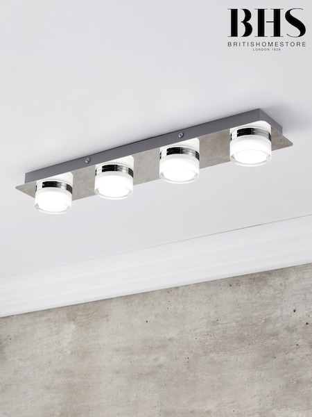 BHS Silver Amalfi LED Flush 4 Light Bathroom Ceiling Light (U14655) | £85