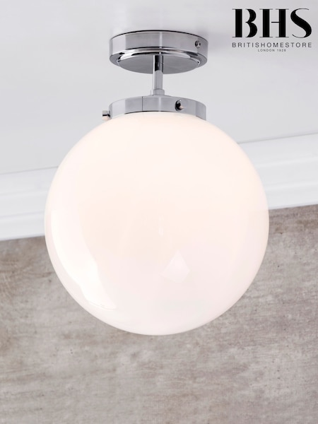 Silver Porto 1 Light Semi-Flush Ceiling Light (U14659) | £60
