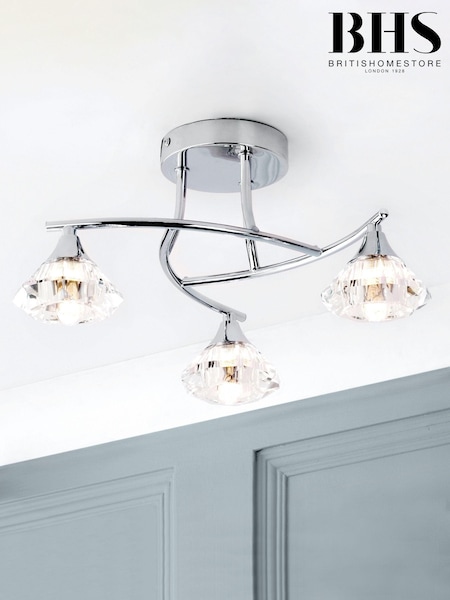 Silver BHS Reena Flush Ceiling Light (U14660) | £75