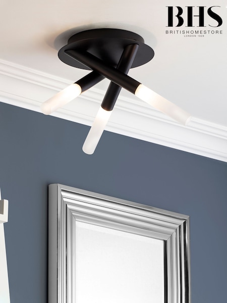 BHS Black Crux 3 Light Bathroom Ceiling Light (U14707) | £50
