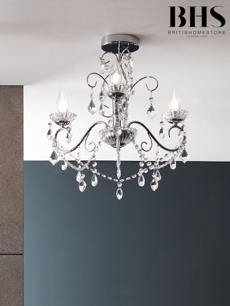 BHS Silver Vela 3 Light Chandelier Light (U14708) | £100