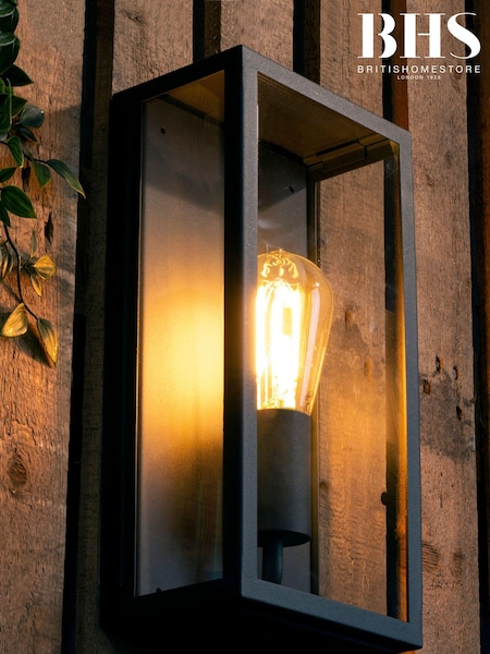BHS Black Minerva Outdoor Lantern Wall Light (U14726) | £45