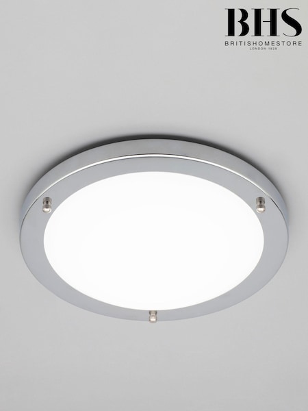 BHS Silver Delphi Large Flush Bathroom Ceiling Light (U14729) | £35