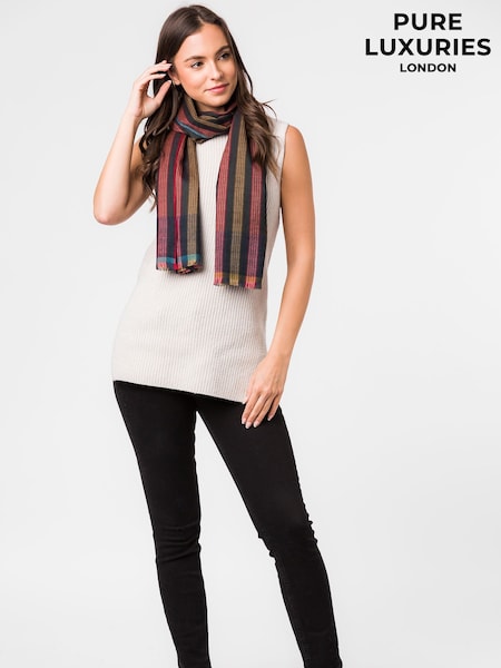 Pure Luxuries London Blue Ratio Cashmere & Merino Wool Scarf (U15365) | £69