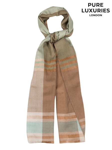 Pure Luxuries London Tan Asteris Cashmere & Merino Wool Pashmina Scarf (U15369) | £79