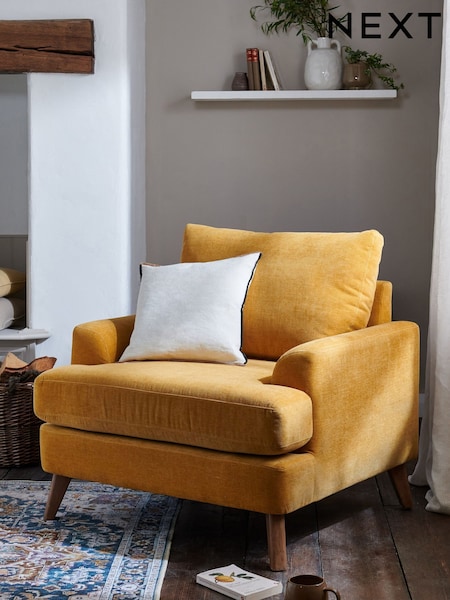 Fine Chenille Ochre Yellow Parker Armchair (U16140) | £450