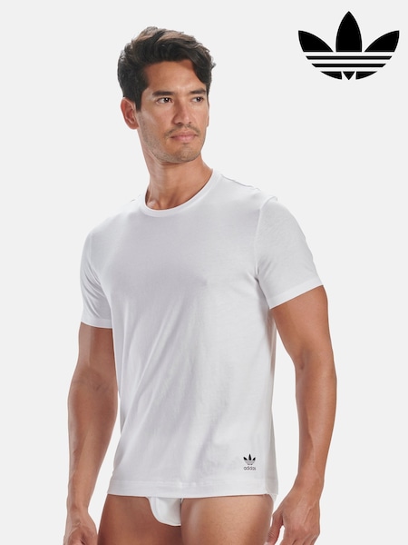 adidas Originals White Comfort Flex Crew Neck 100% Cotton T-Shirts 2 Pack (U16228) | £28