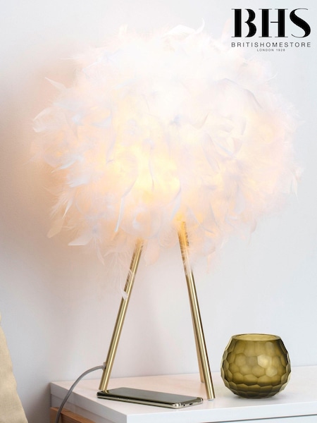 BHS Brass Plume Feather Tripod Table Lamp (U16624) | £60
