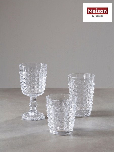 Maison by Premier Clear High Ball Pyramid Hi Ball Glasses Clear Glass Set of 4 (U17145) | £27