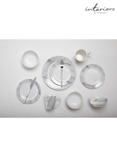Interiors by Premier 16 Piece Grey Marble Dinner Set (U17167) | £58