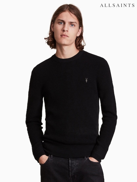 AllSaints Black Ivar Merino Crew Jumper (U17185) | £99