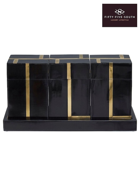 Fifty Five South Black Odell Canister Set With Tray (U17263) | £144