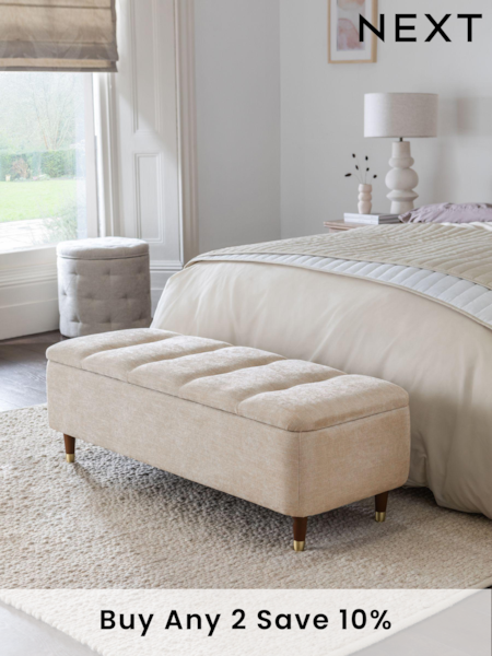Soft Texture Light Natural Stella Storage Ottoman Blanket Box (U17538) | £255