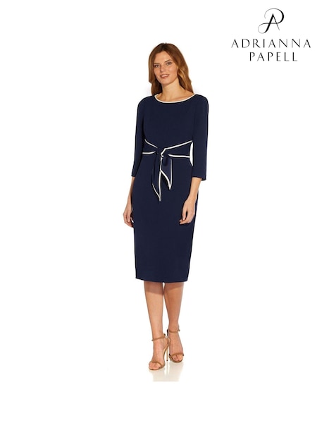 Adrianna Papell Blue Tipped Crepe Tie Dress (U19606) | £129