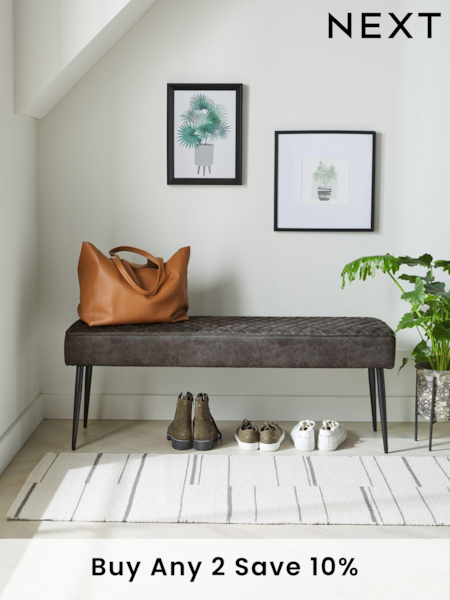 Monza Faux Leather Dark Grey Hamilton Quilted Dining Bench (U19679) | £160