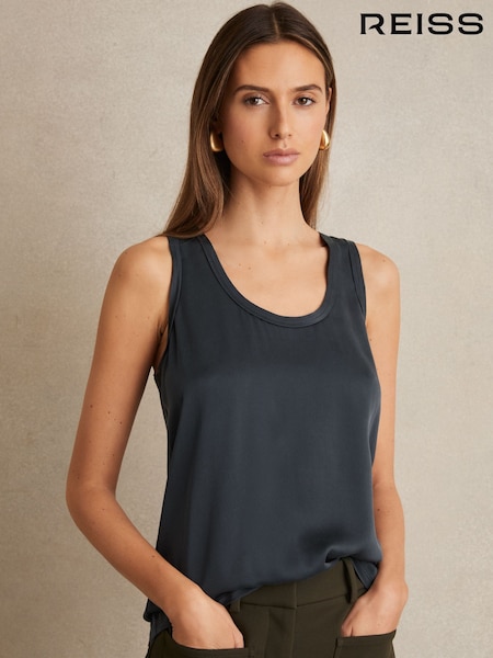 Reiss Navy Riley Silk Front Vest (U19727) | £85