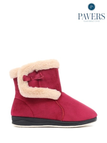 Pavers Burhundy Pavers Black Wide Fit Slipper Boots (U20030) | £28