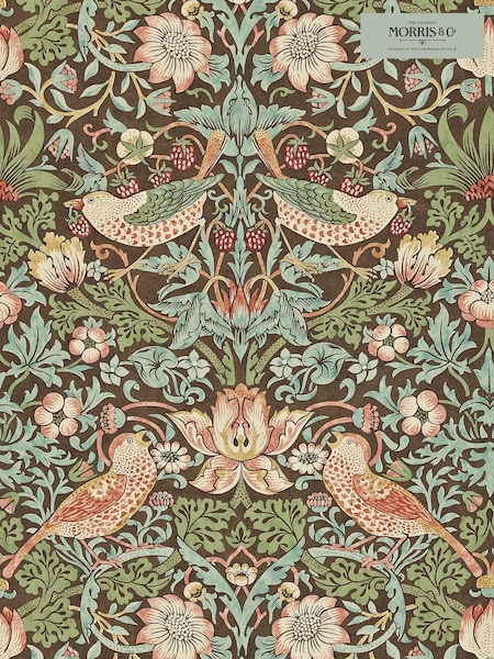 Morris & Co. Brown Strawberry Thief 10.05M Wallpaper (U20090) | £129