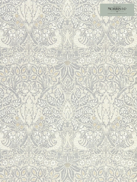 Morris & Co. Grey Pure Dove Rose 10.05M Wallpaper (U20099) | £135