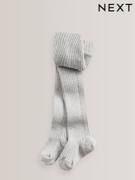 Grey Cotton Rich Rib Tights (U20488) | £5 - £7