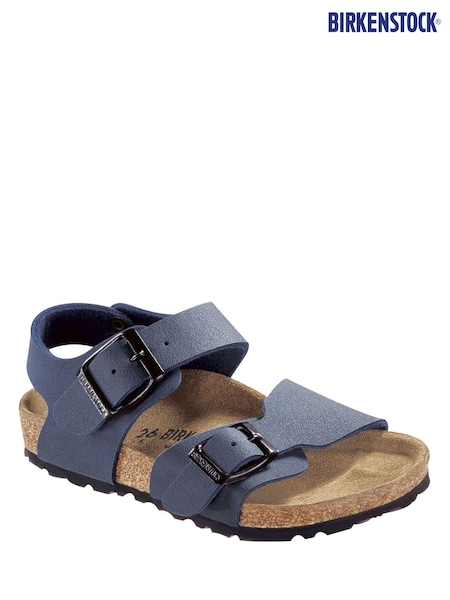 Birkenstock Navy Kids New York Birko Flor Sandals (U22208) | £55