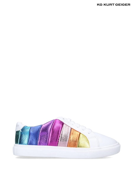 Kurt Geiger London Kids White Mini Lane Stripe Trainers (U22818) | £59