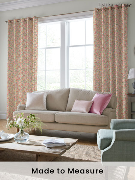 Laura Ashley Coral Pink 100% Cotton Loveston Made To Measure Curtains (U23329) | £91