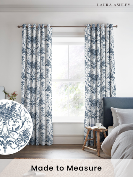 Laura Ashley Midnight Tuileries Made To Measure 100% Cotton Curtains (U23330) | £91