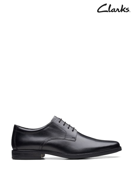 Clarks Black Chrome Wide Fit (H) Leather Howard Walk Derby Shoes (U23417) | £70