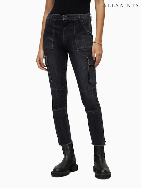 AllSaints Black Duran Skinny Cargo Jeans (U23627) | £119