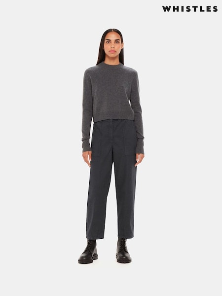 Whistles Black Casual Tessa 100% Cotton Trousers (U25249) | £99