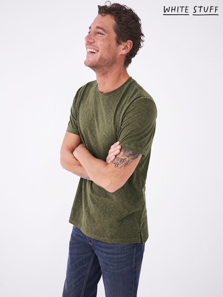 White Stuff Light Green Abersoch 100% Cotton Short Sleeve T-Shirt (U25321) | £25